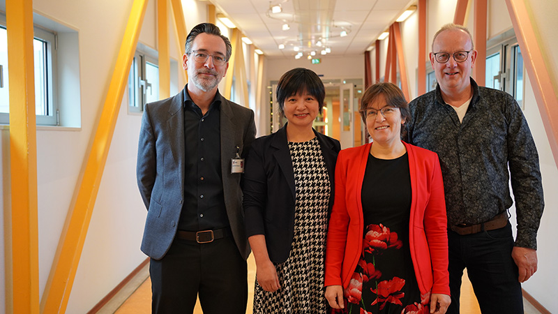 From left to right: Rinse Weersma, Yingyuan Fu, Sasha Zhernakova, and Hermie Harmsen 